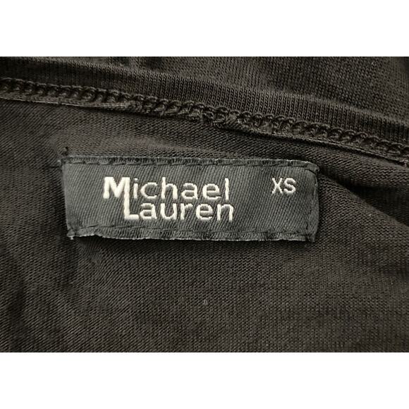 NWT Michael Lauren REVOLVE Seth Drop Shoulder Black jersey Faux Wrap Top Size XS - Picture 6 of 7